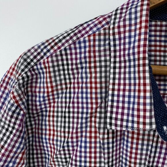 Structure Slim Fit Men's Multicolor Gingham Check Plaid Button Front Shirt XL - Picture 3 of 5